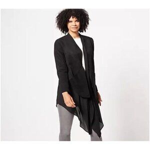 Truth Style Mix Media Suede High Low Hem Jacket Size M Black A455530